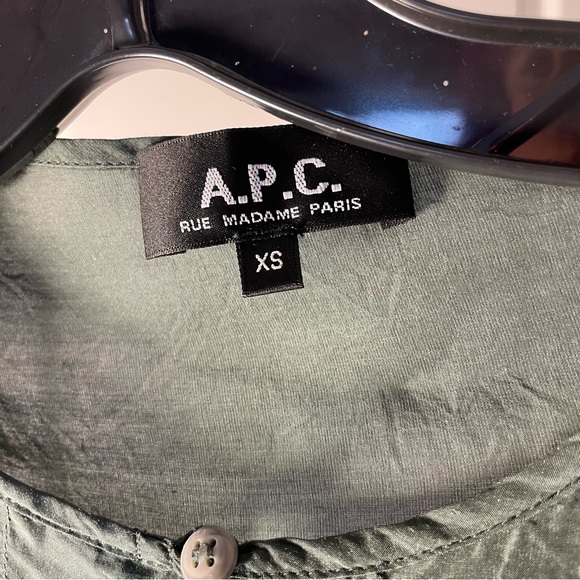 A.P.C. Army Green Silk Blouse - Picture 12 of 14